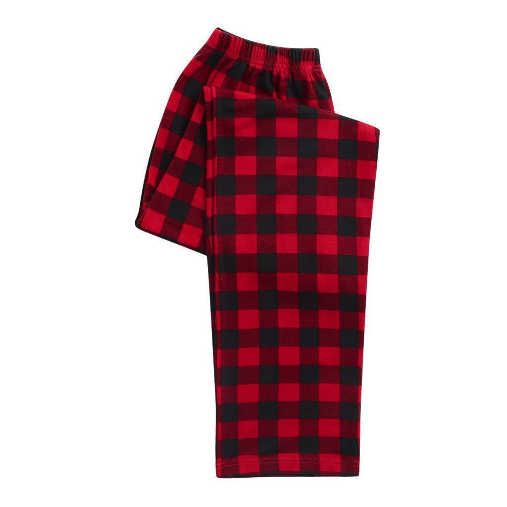 Christmas Family Matching Sleepwear Pajamas Sets Black Trees Top and Red Plaid Pants - ciclove