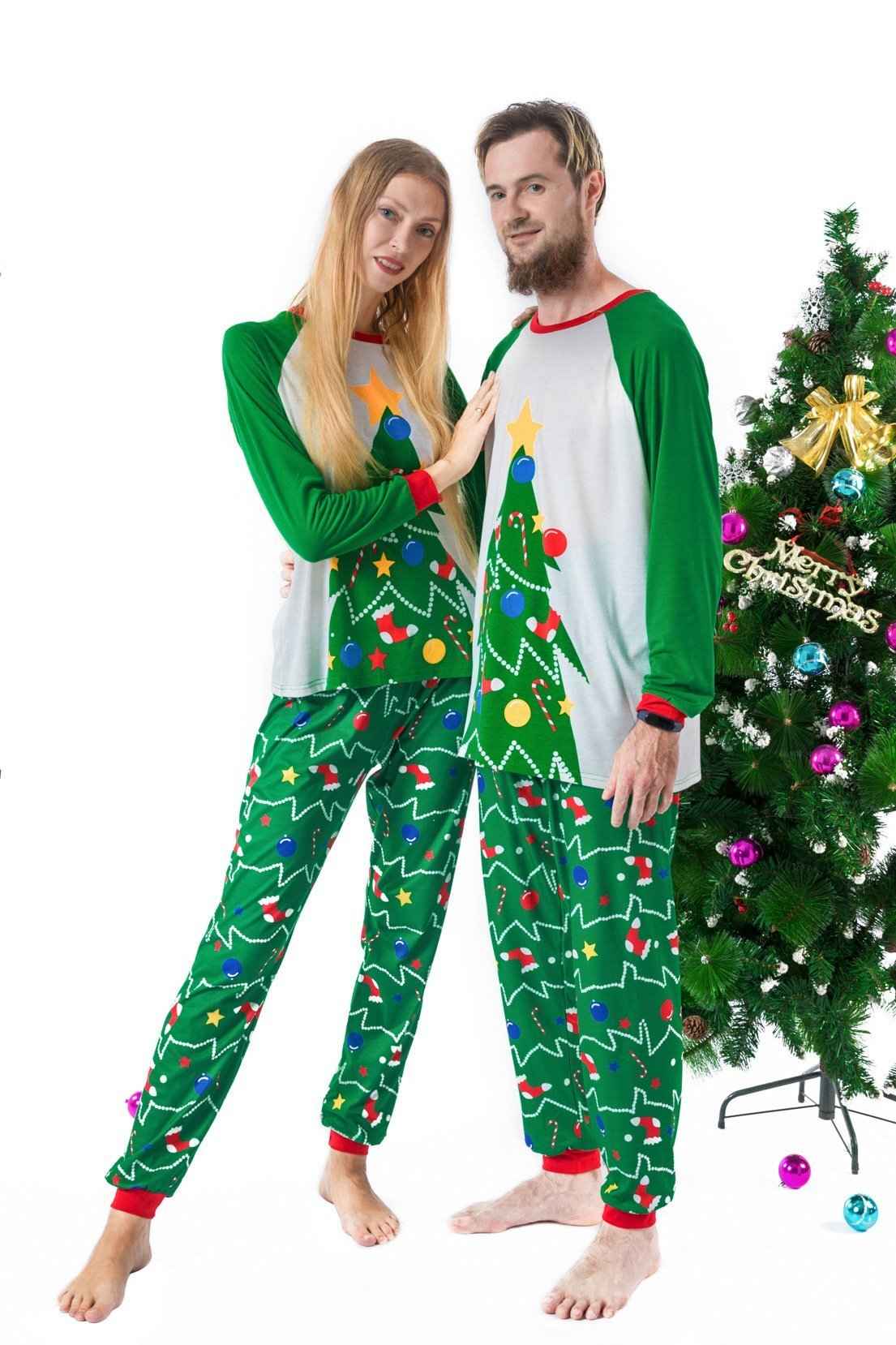 Family Matching Holiday Christmas Tree Printed Christmas Pajamas Set 2022