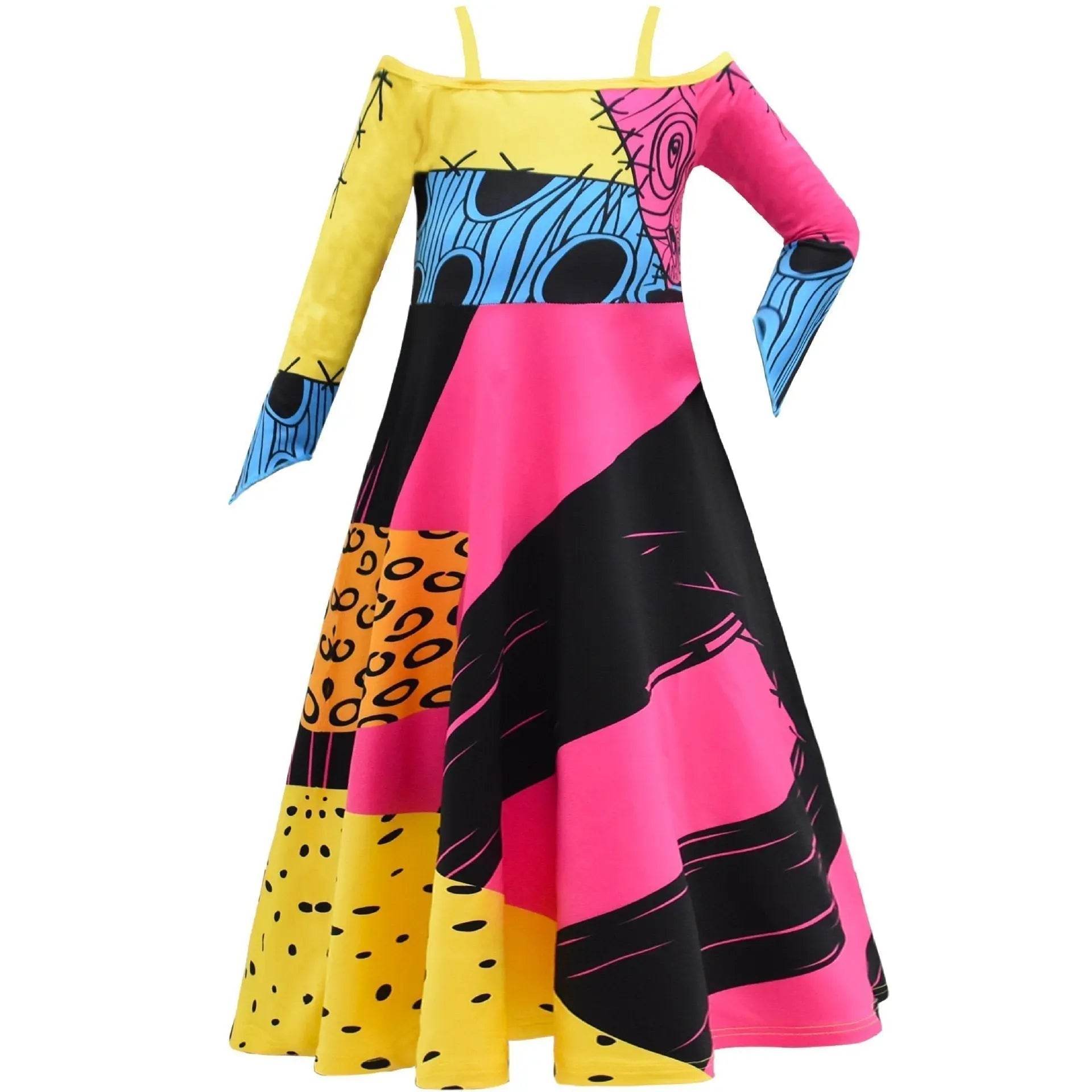 kids girl Sally Costume Party Dress The Nightmare Before Christmas Cosplay Halloween - ciclove