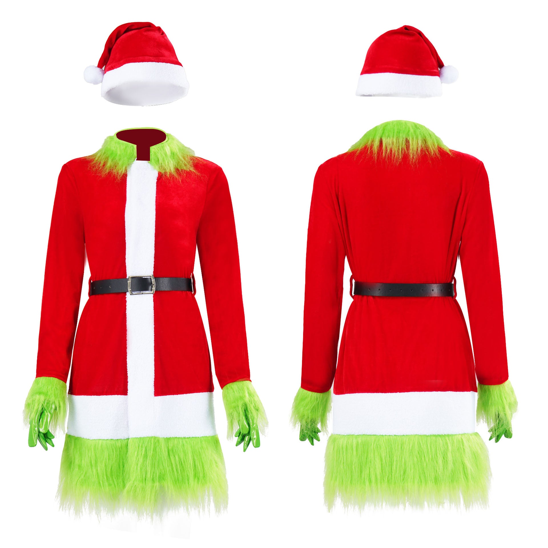 Christmas Spot Green Hair Monster Grinch Cosplay Costume Santa Xmas Outfits - Ciclove