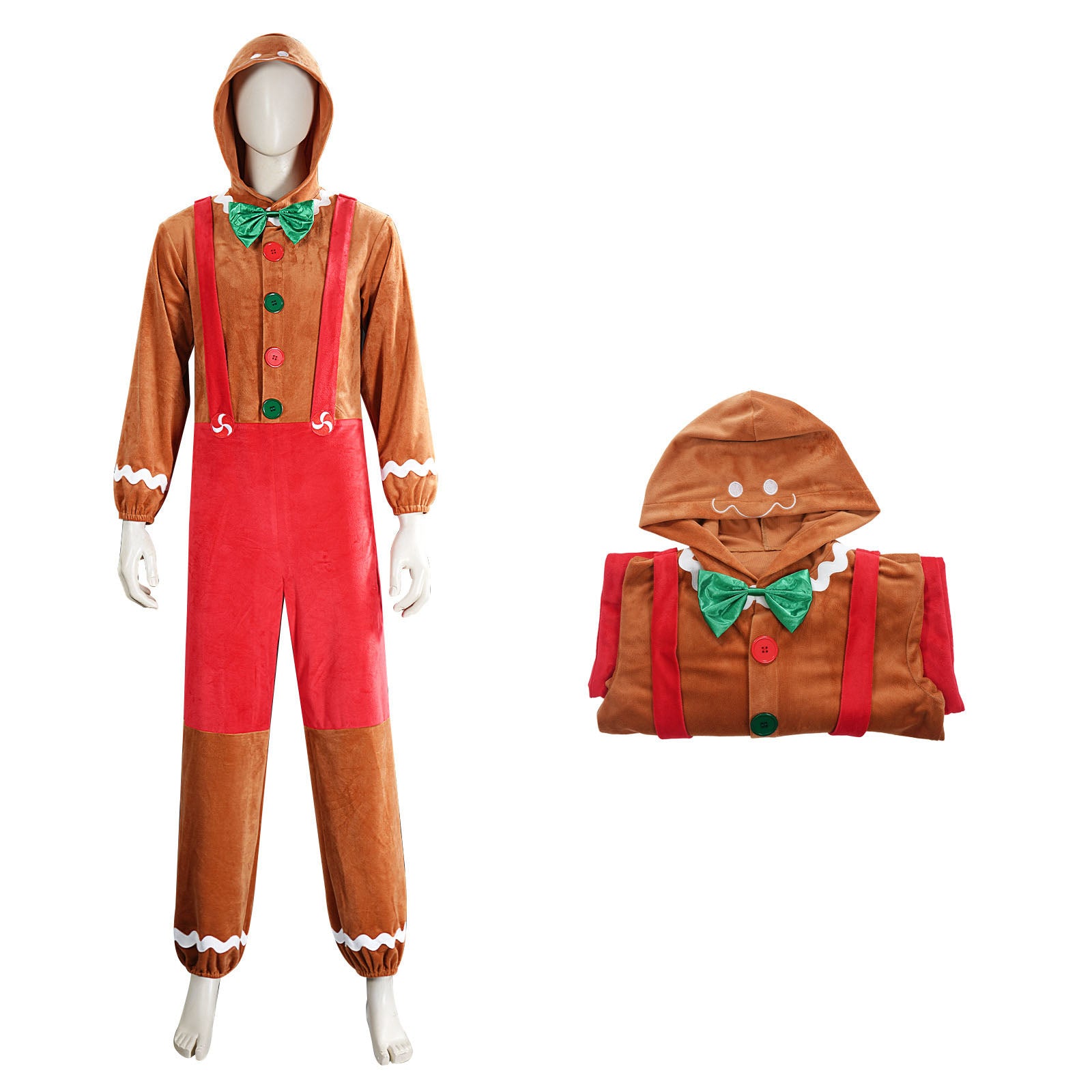 Christmas Adult Gingerbread Man Jumpsuit Costume Cosplay Xmas Outfit - Ciclove