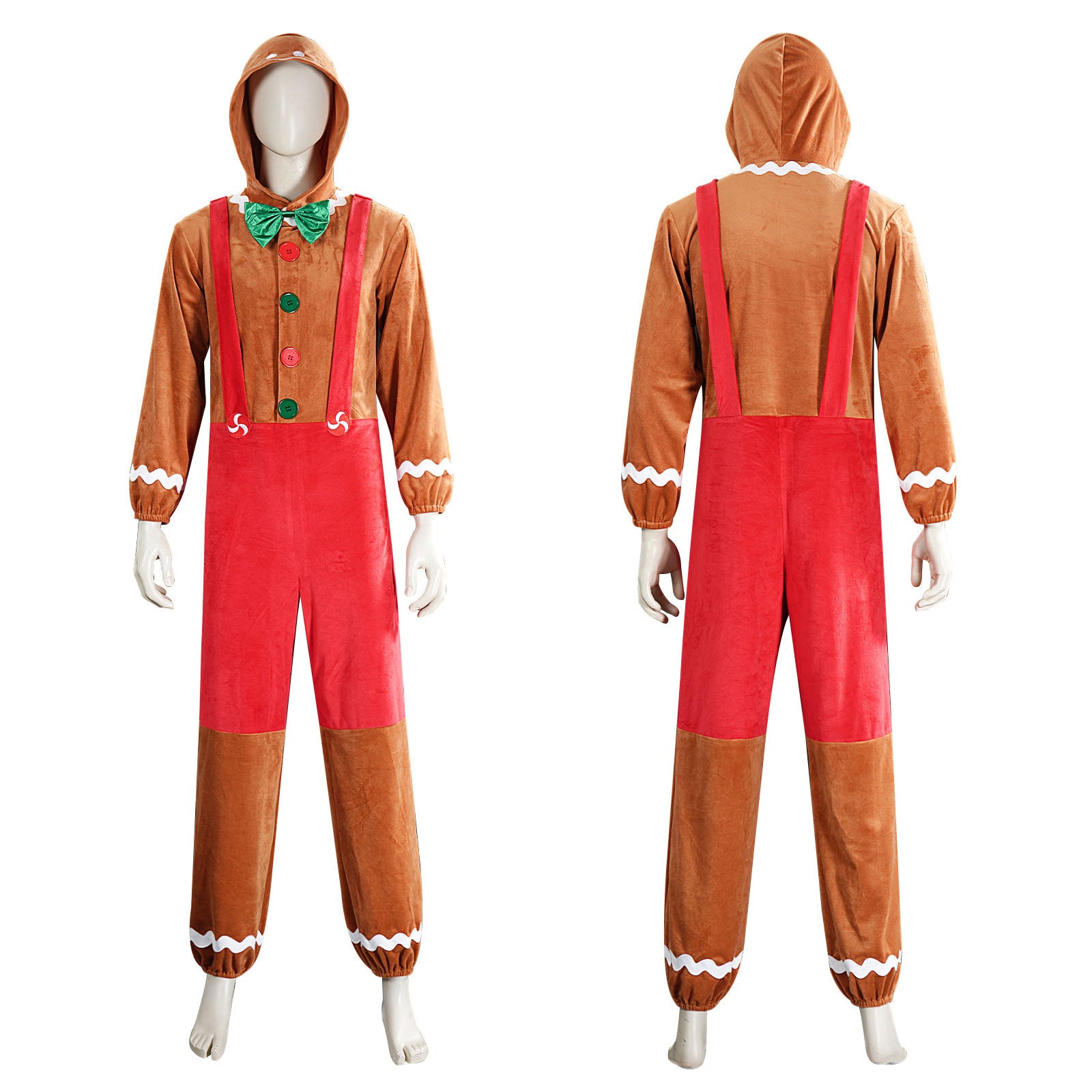 Christmas Adult Gingerbread Man Jumpsuit Costume Cosplay Xmas Outfit - Ciclove
