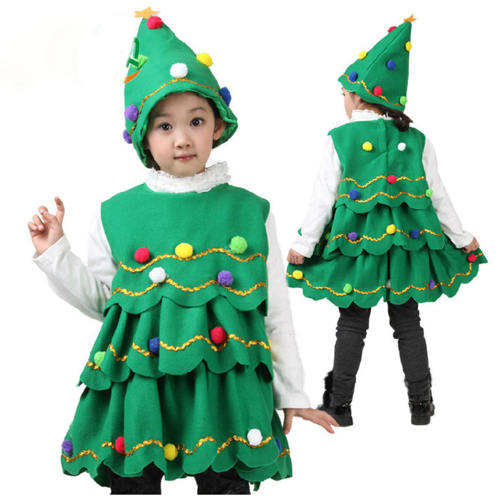 Christmas Girls  XmasTree Dress Child Costume Outfit 2 PC Set - Ciclove