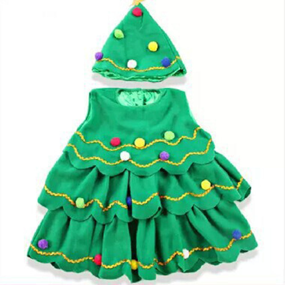 Christmas Girls  XmasTree Dress Child Costume Outfit 2 PC Set - Ciclove