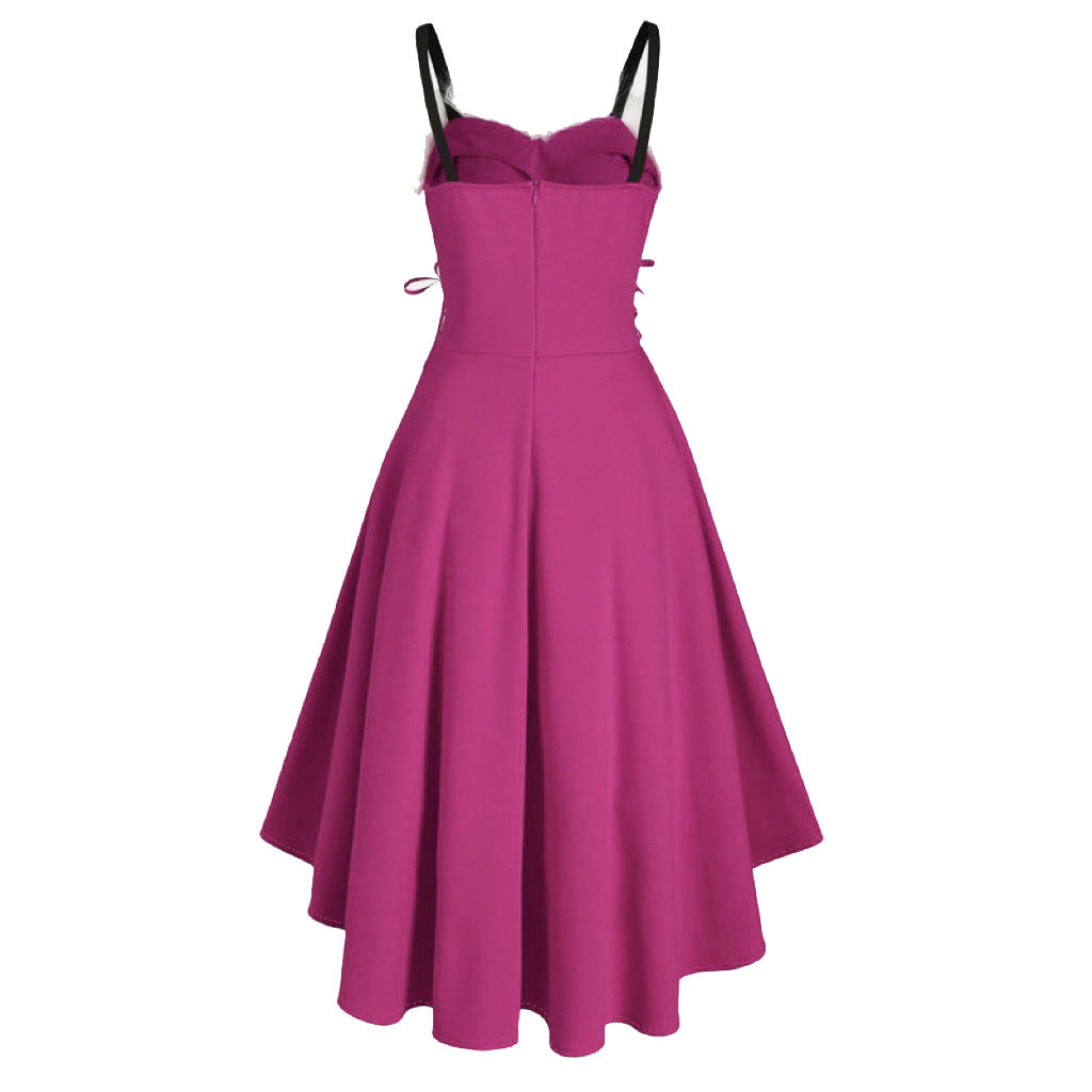 Womens Asymmetric Sleeveless Red Midi Merry Christmas Dress Costumes - Ciclove