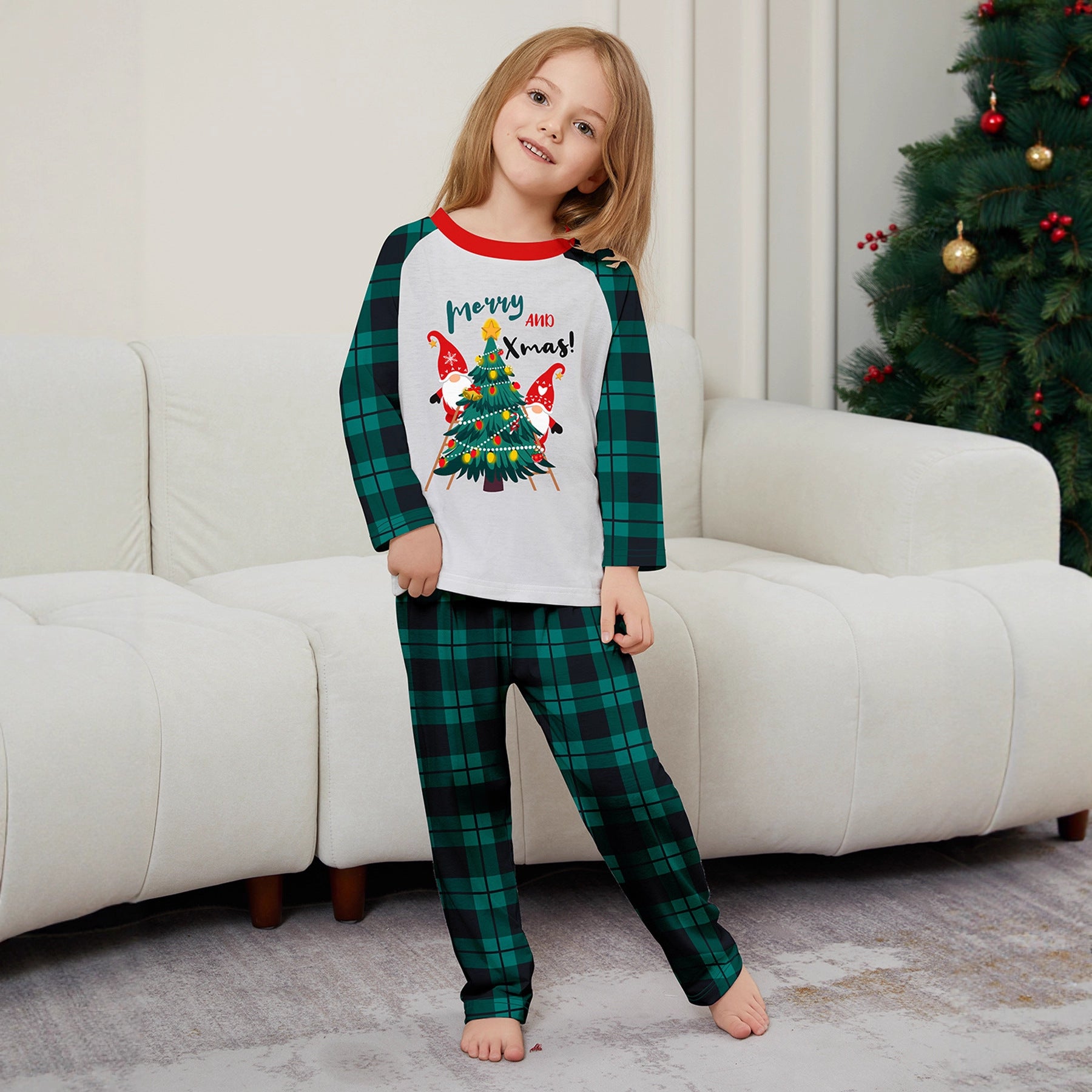 Christmas tree print Contrasting colors Family Matching Pajamas Sets - Ciclove