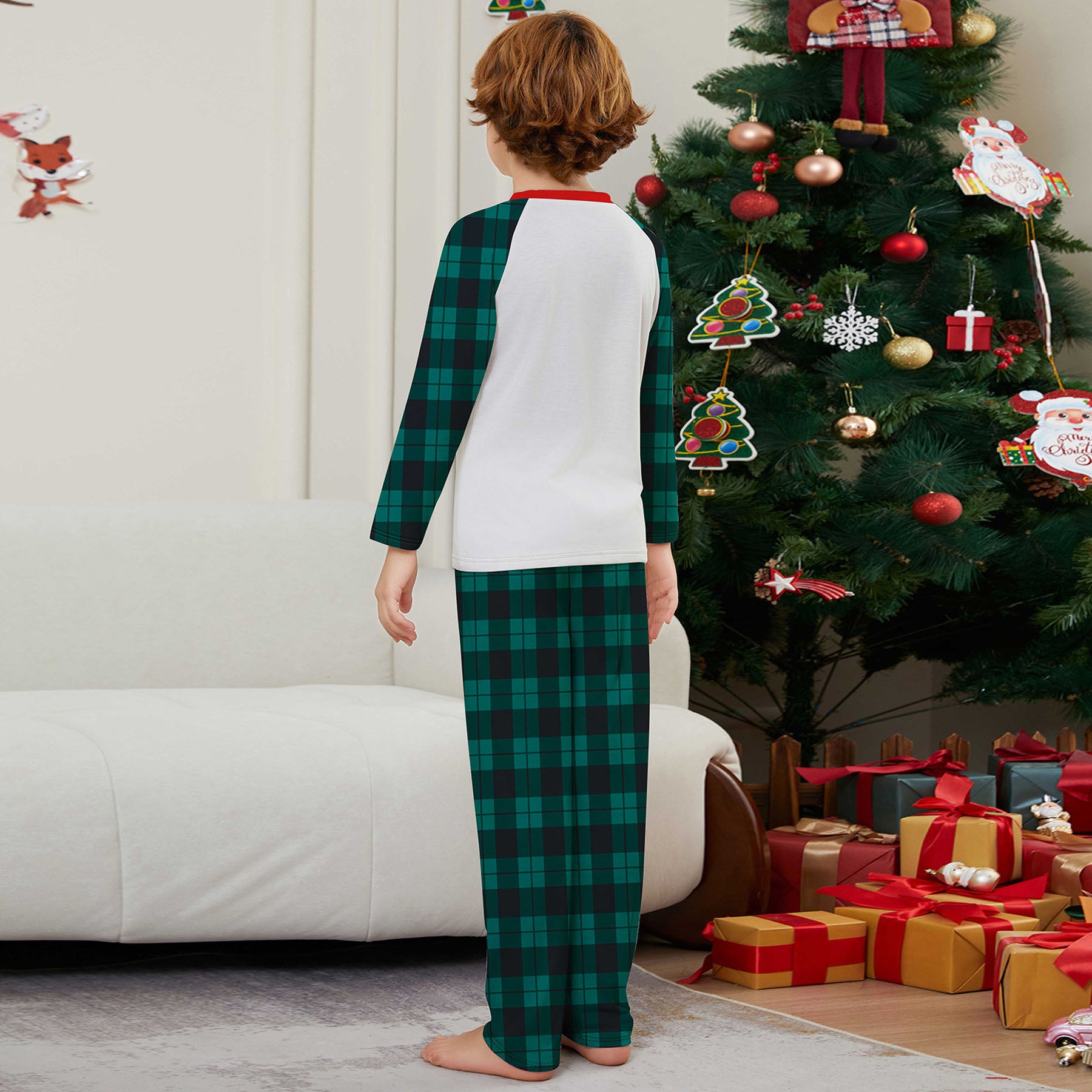 Christmas tree print Contrasting colors Family Matching Pajamas Sets - Ciclove