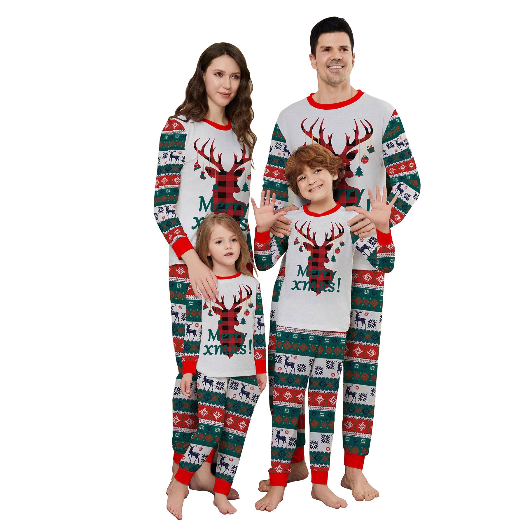 Christmas Deer print Contrasting colors Family Matching Pajamas Sets - Ciclove