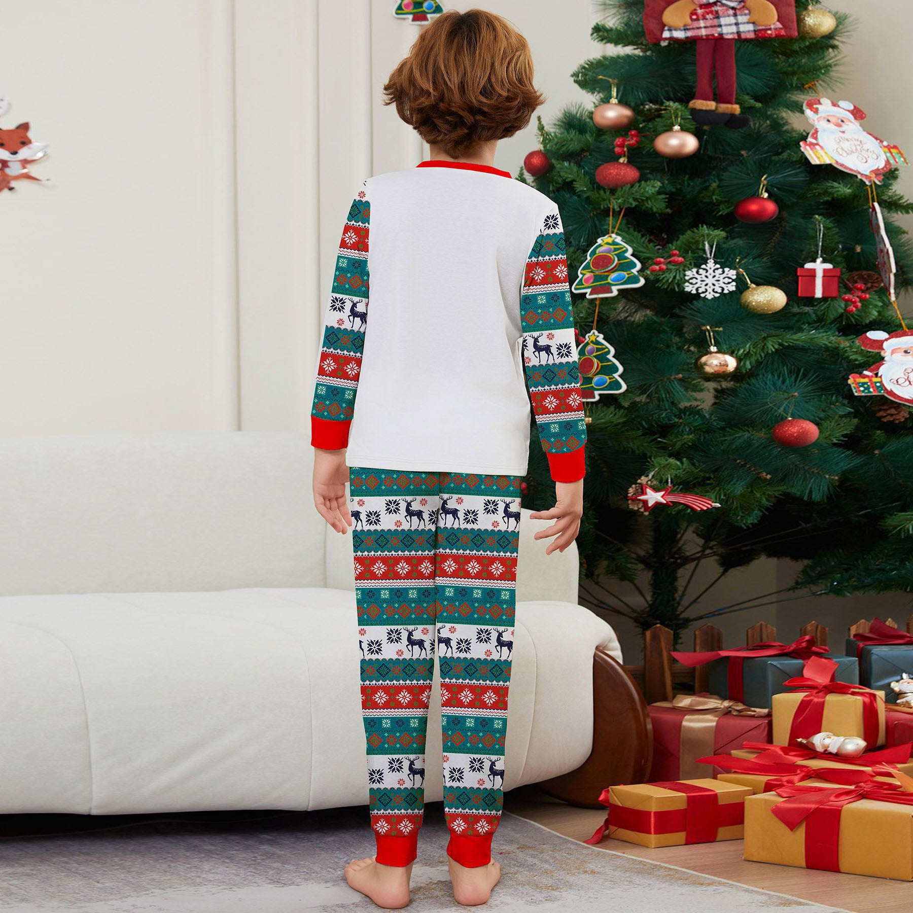 Christmas Deer print Contrasting colors Family Matching Pajamas Sets - Ciclove