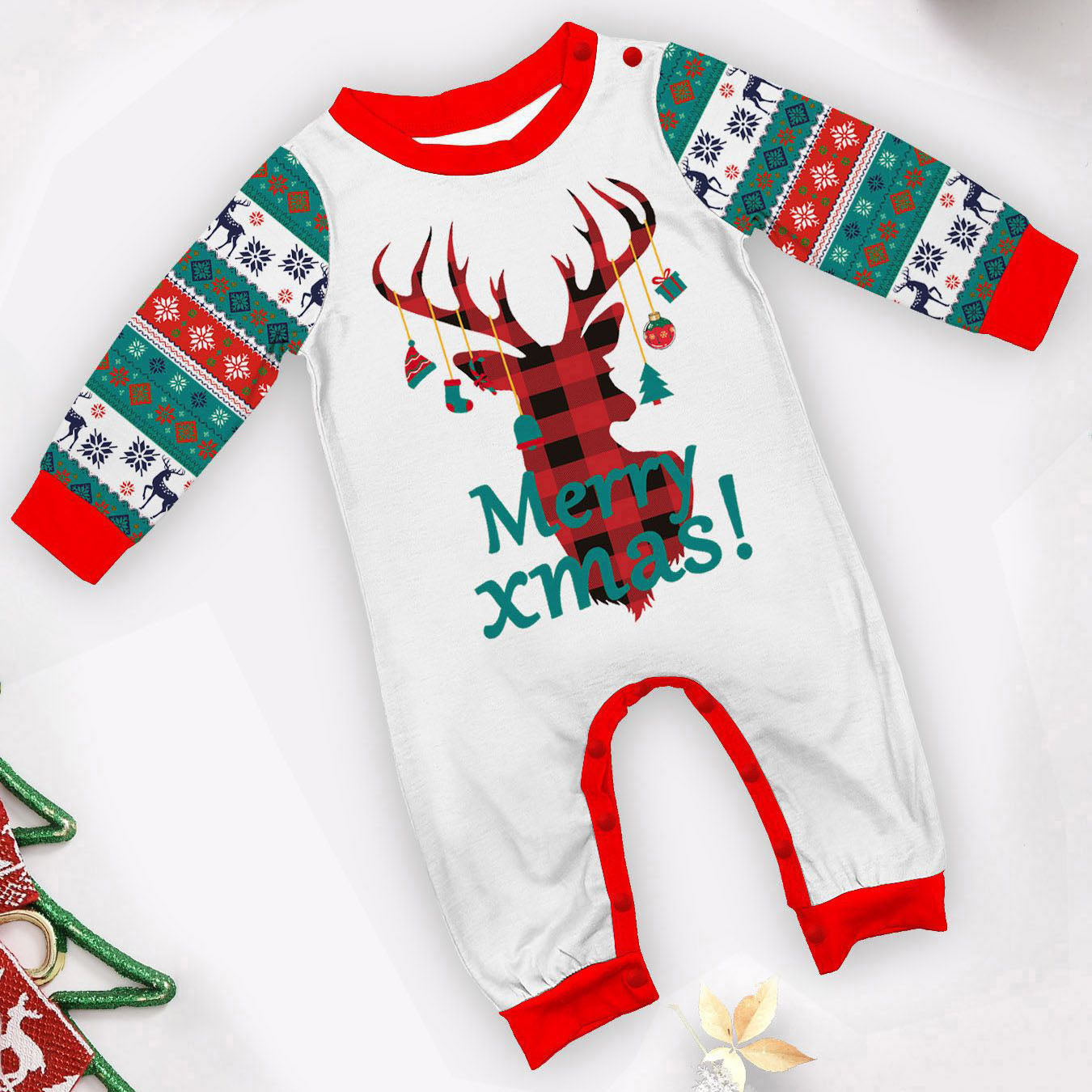 Christmas Deer print Contrasting colors Family Matching Pajamas Sets - Ciclove