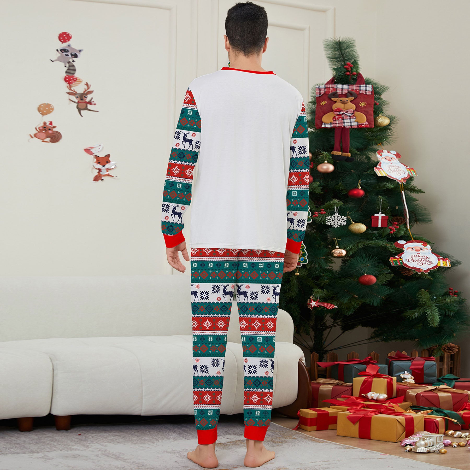Christmas Deer print Contrasting colors Family Matching Pajamas Sets - Ciclove
