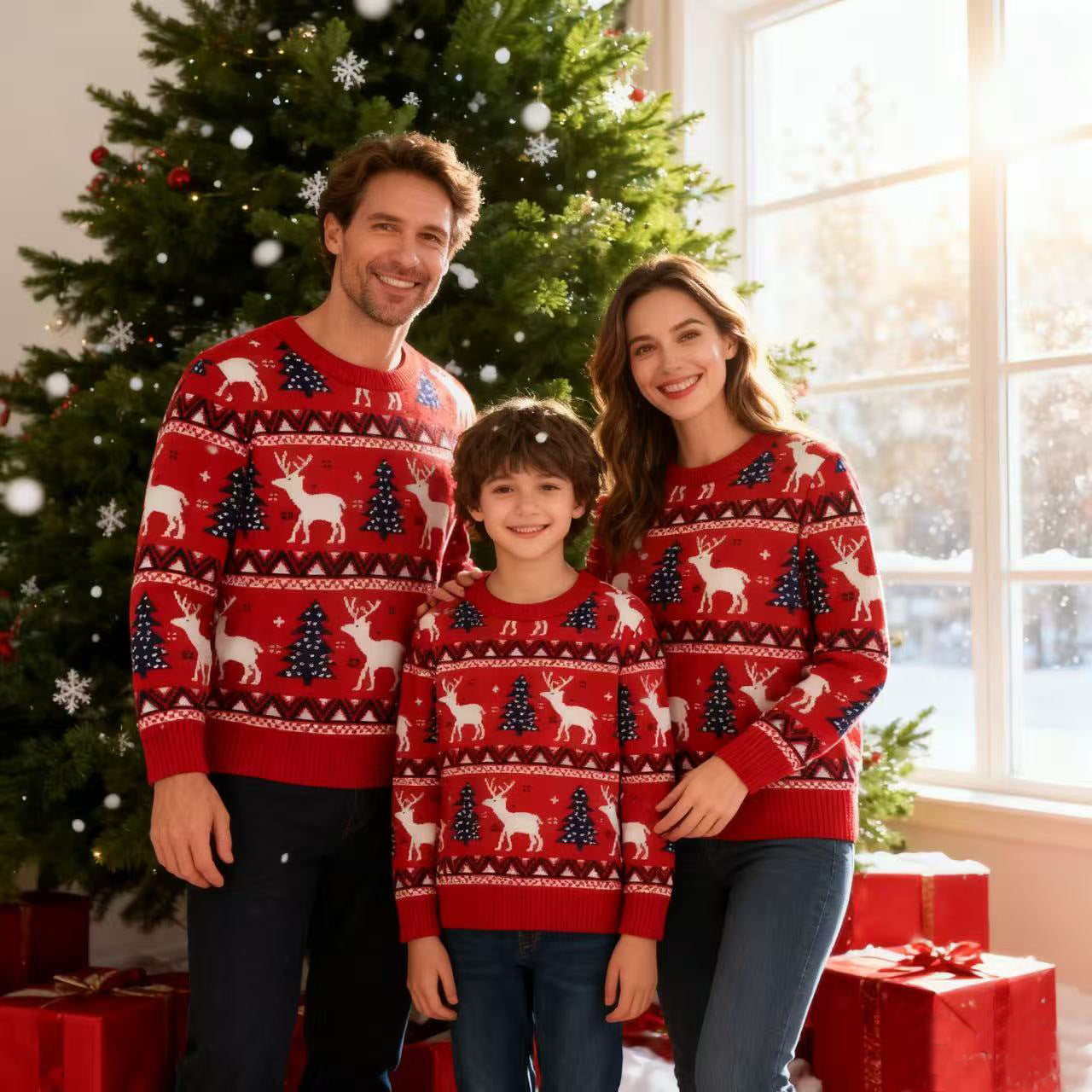 Christmas Family Matching Outfits Mum Daughter Warm Sweaters - Ciclove
