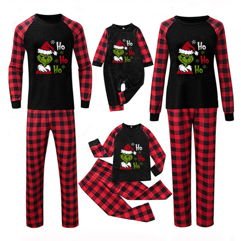 Family Matching Pajamas Christmas Grinch plaid print Sets - Ciclove