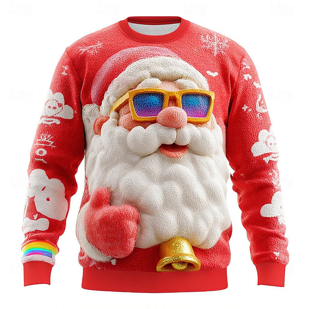 Christmas Men's Santa Claus Cool Party 3D Long Sleeve Sweatshirt - Ciclove