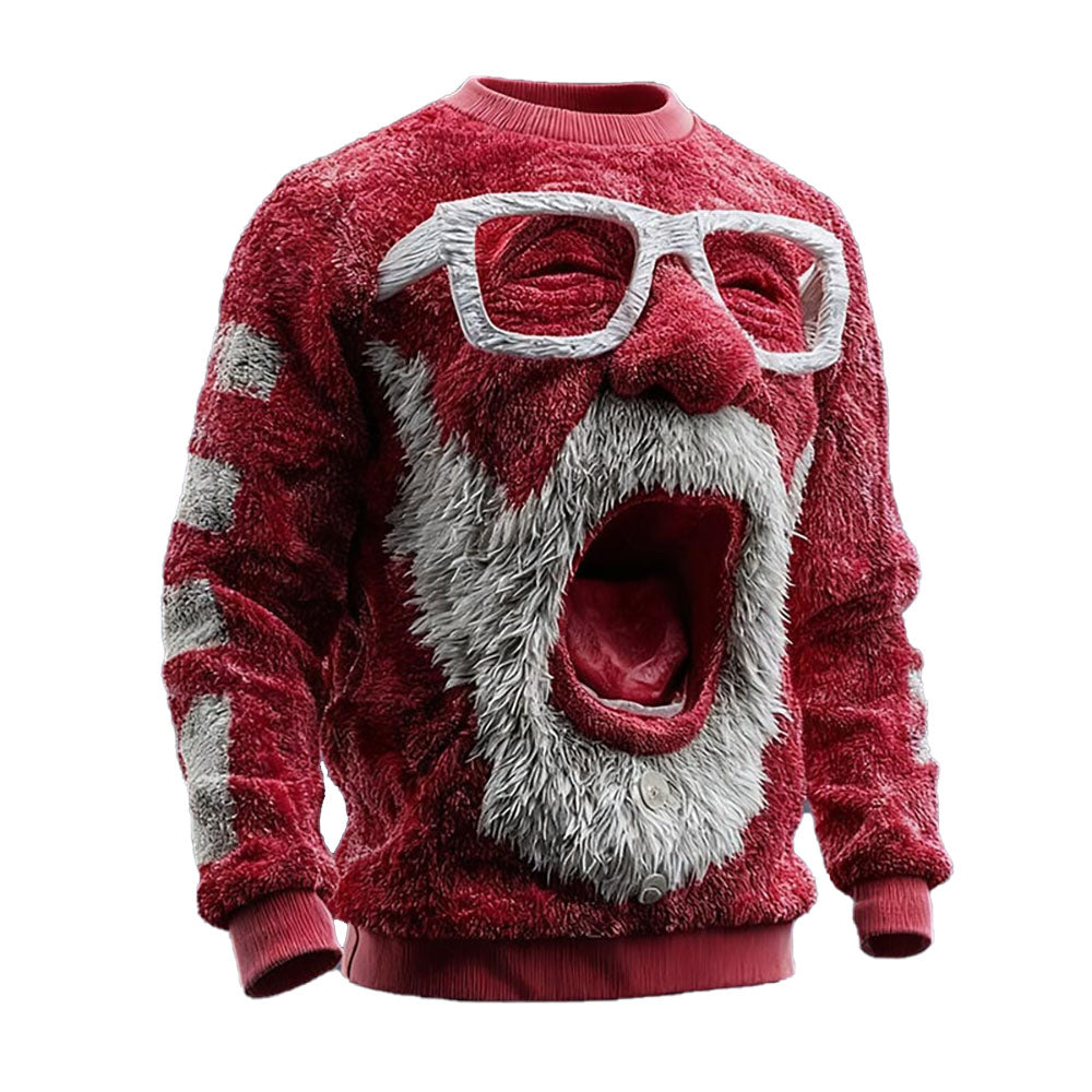 Christmas Red Ugly Men's Santa Claus Cool Party 3D Long Sleeve Sweatshirt - Ciclove