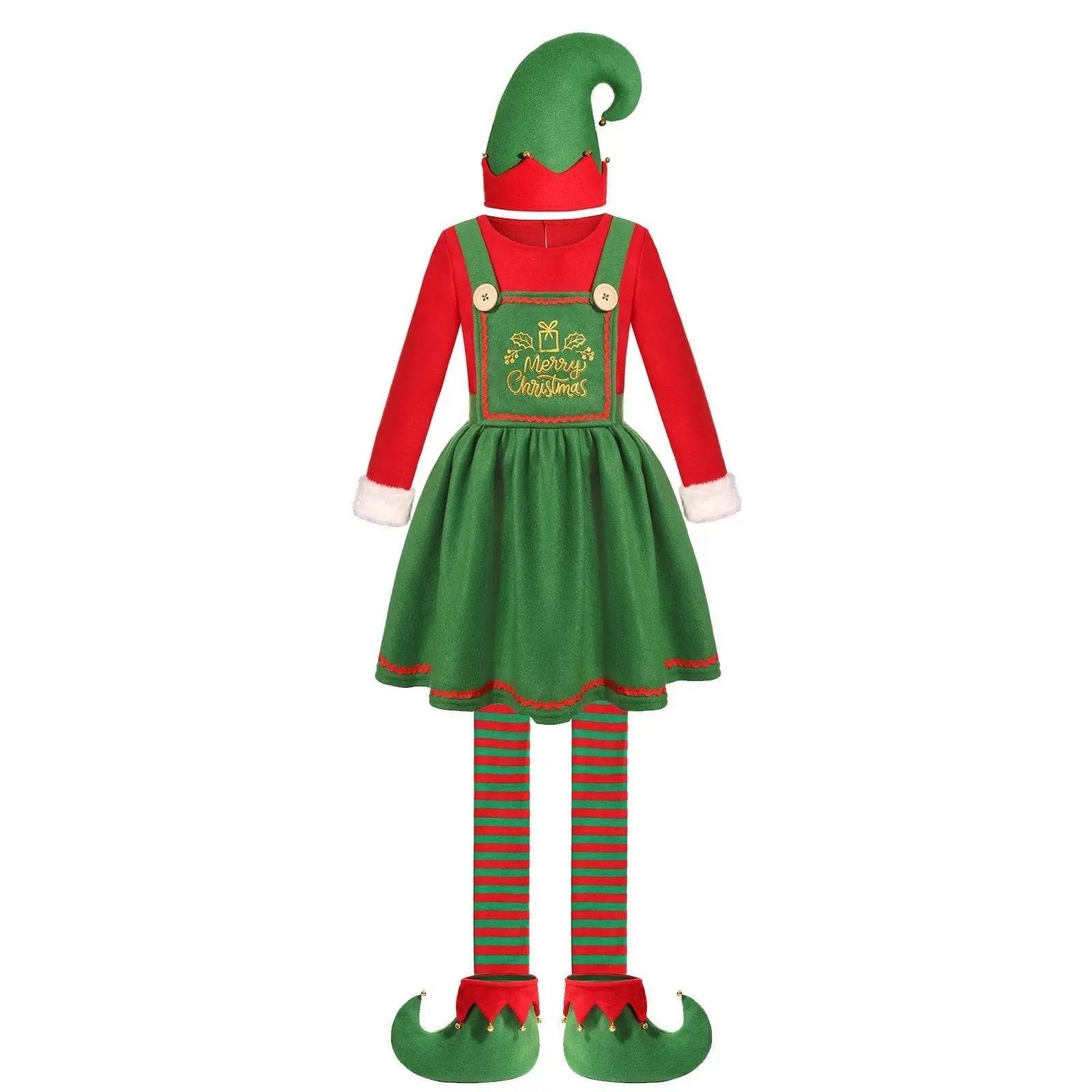 Elf Costume for Girls Boy Kids Christmas Party Dress Outfit - ciclove