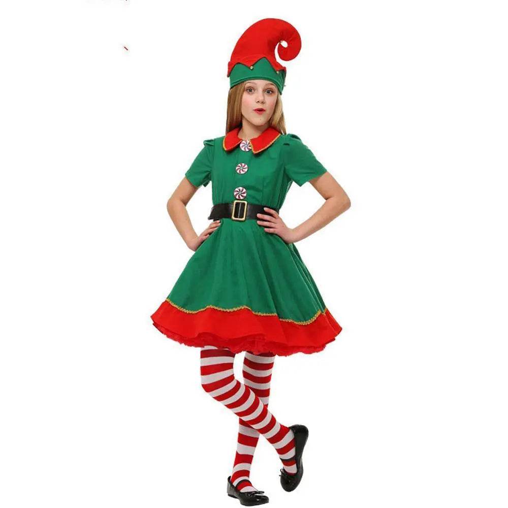 Family Matching Costume Christmas Suit Green Elf Santa Claus Outfits - ciclove