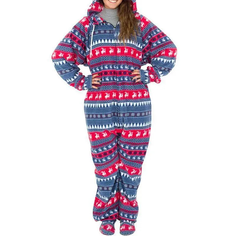 Humping Reindeer Elk Balls Ugly Christmas Lazy Black Pajama Suit with Hood pajamas for women - Pajamasbuy