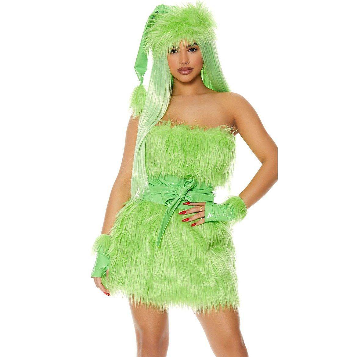 Adult The Grinch Costume Dress with Gloves for Halloween Christmas - ciclove