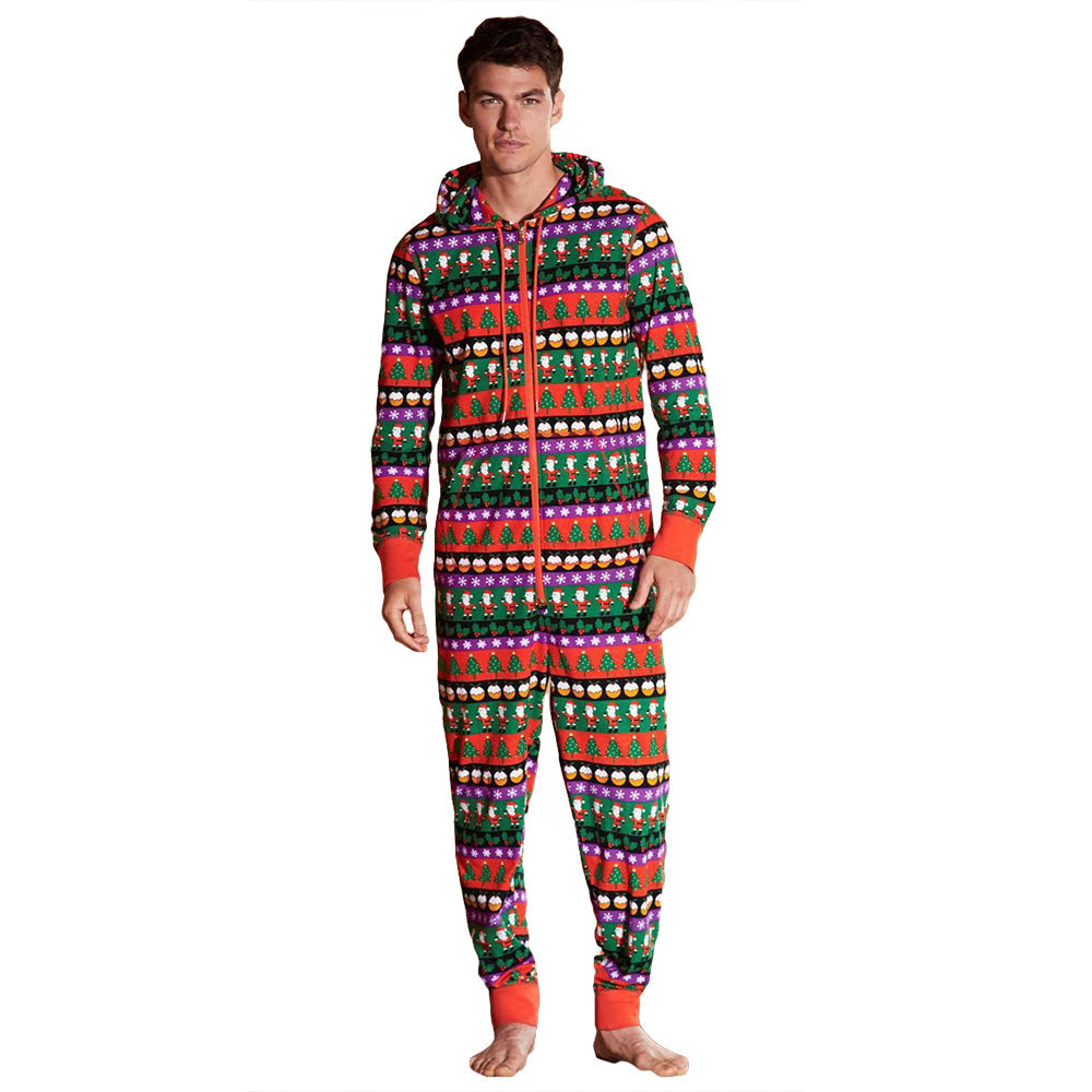 Colorful Christmas Family Matching Pajamas Hoded jumpsuits onesies Sleepwear - ciclove