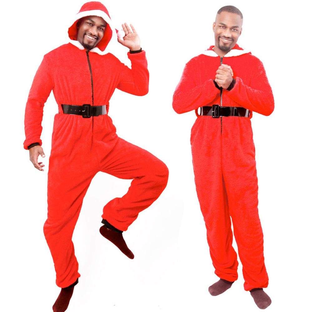 BuyChristmas Green Red Santa Claus elk unisex casual jumpsuit Now Cheaper With 3 - 5 Days Ship - PajamasBuy