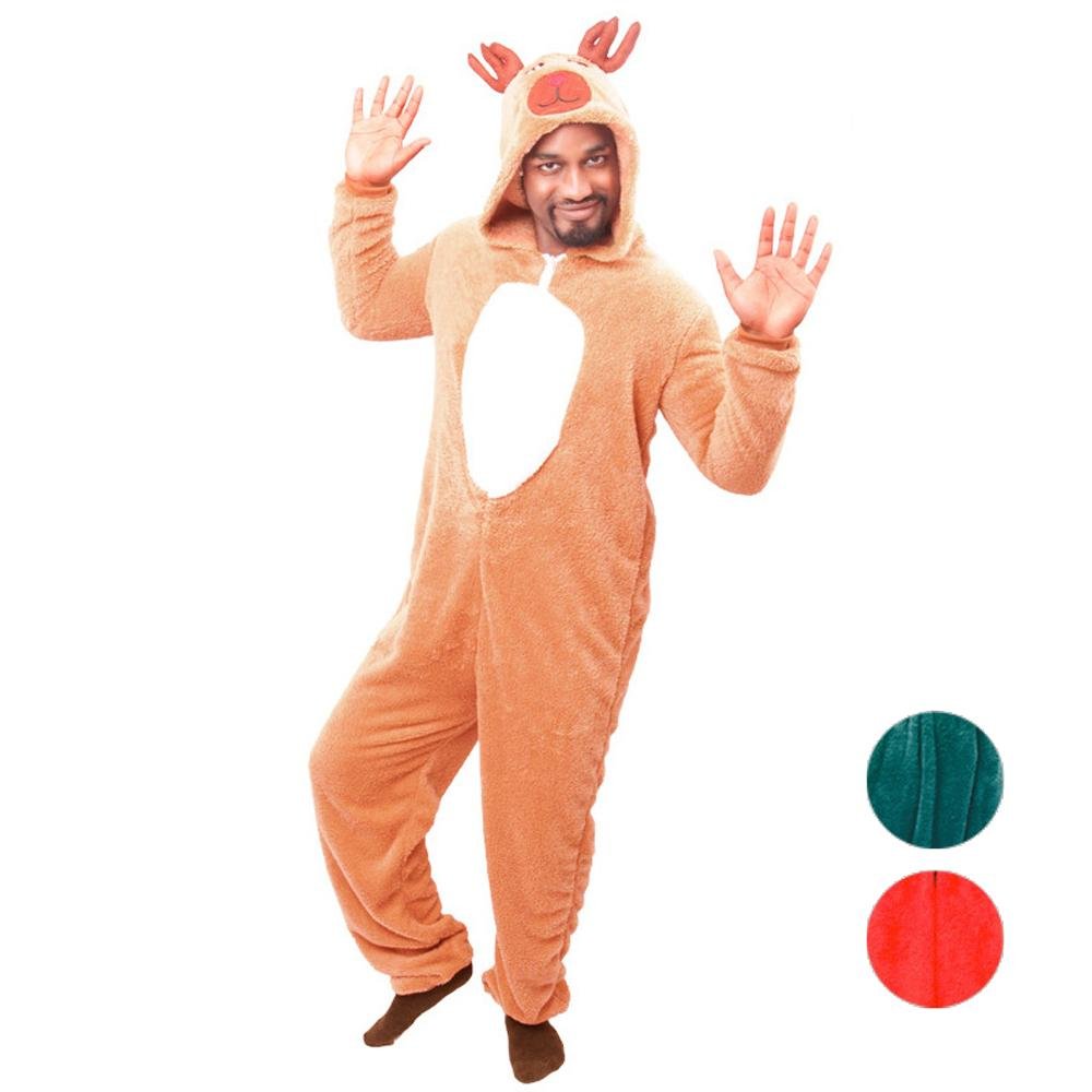 BuyChristmas Green Red Santa Claus elk unisex casual jumpsuit Now Cheaper With 3 - 5 Days Ship - PajamasBuy