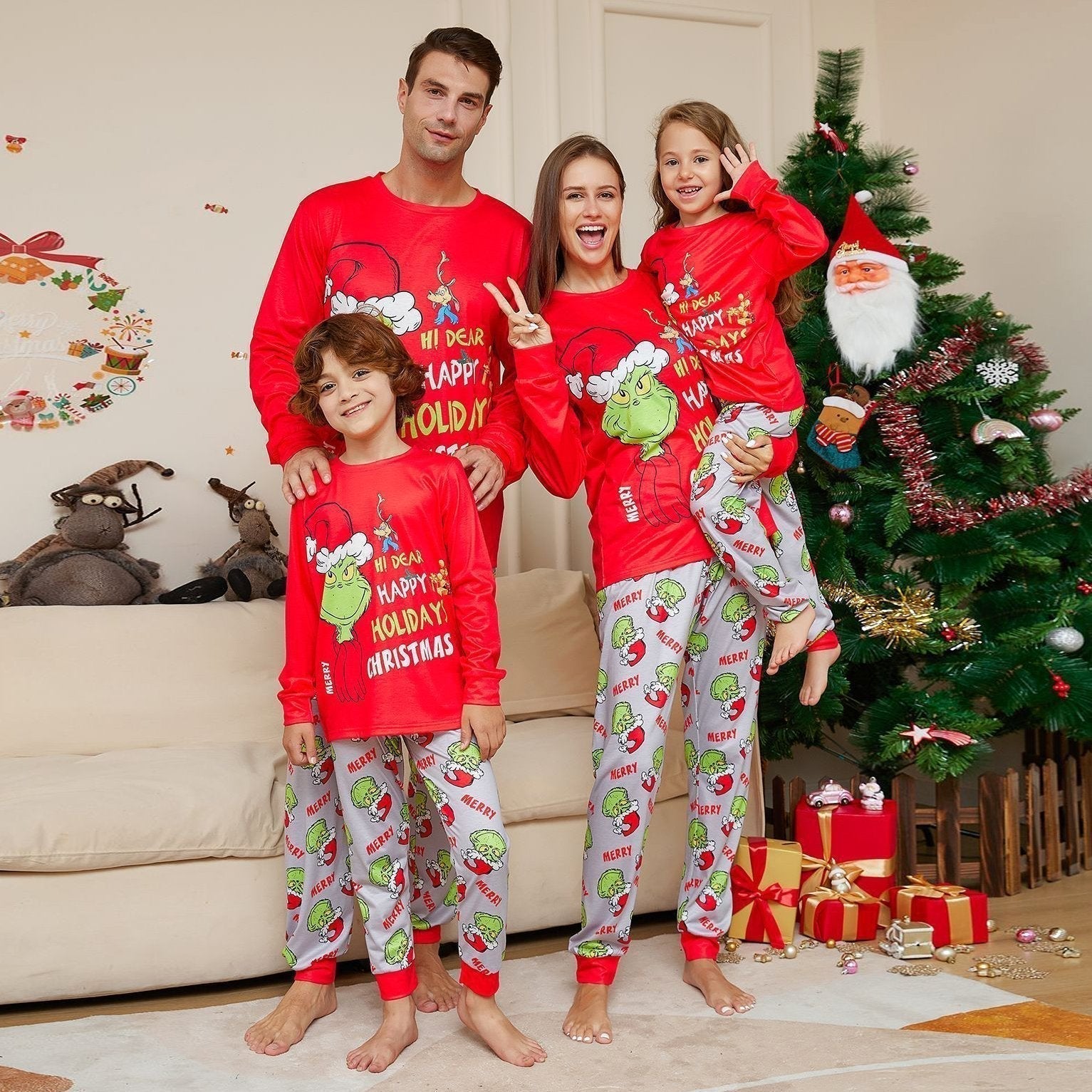 BuyGreen Monster Letter Print Christmas Family Couples Matching Pajamas Party Sets Now Cheaper With 3 - 5 Days Ship - PajamasBuy