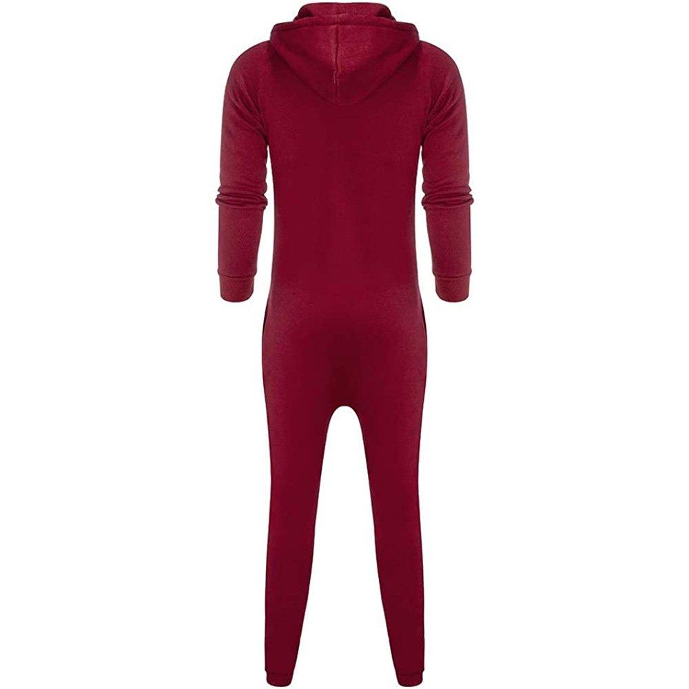 Mens Christmas Hooded Zip jumpsuits onesies One Piece Overalls Tracksuit with Pockets - Ciclove