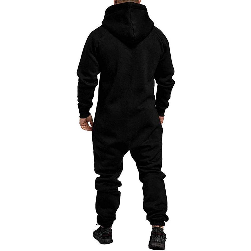 Mens Christmas Hooded Zip jumpsuits onesies One Piece Overalls Tracksuit with Pockets - Ciclove