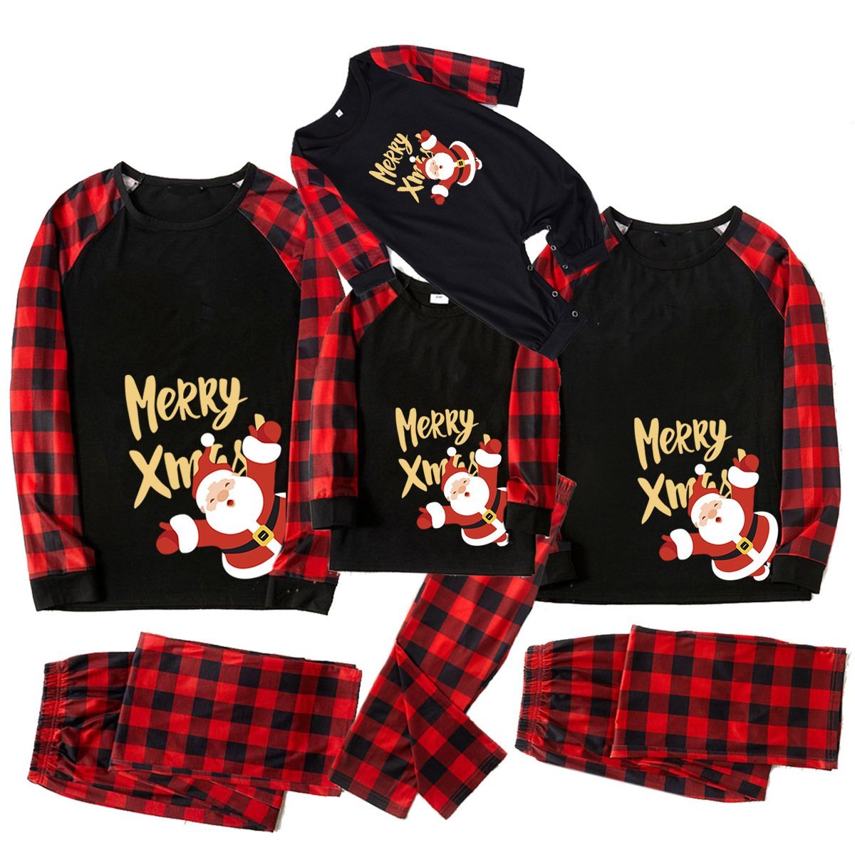 Christmas Family Matching Pajamas Printed Santa Claus Long Sleeve Sleepwear Set - Ciclove