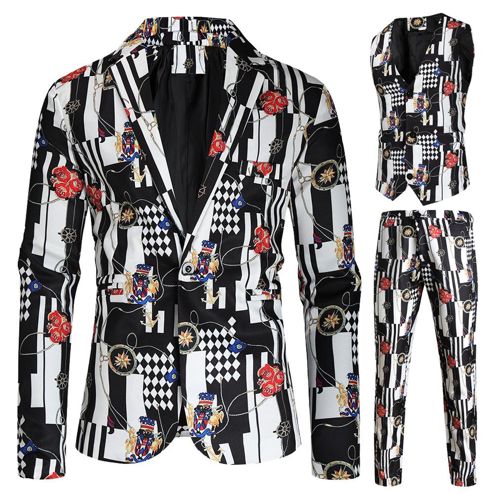 Christmas red men's Blazer suits Santa 3D print trousers with vest - Ciclove