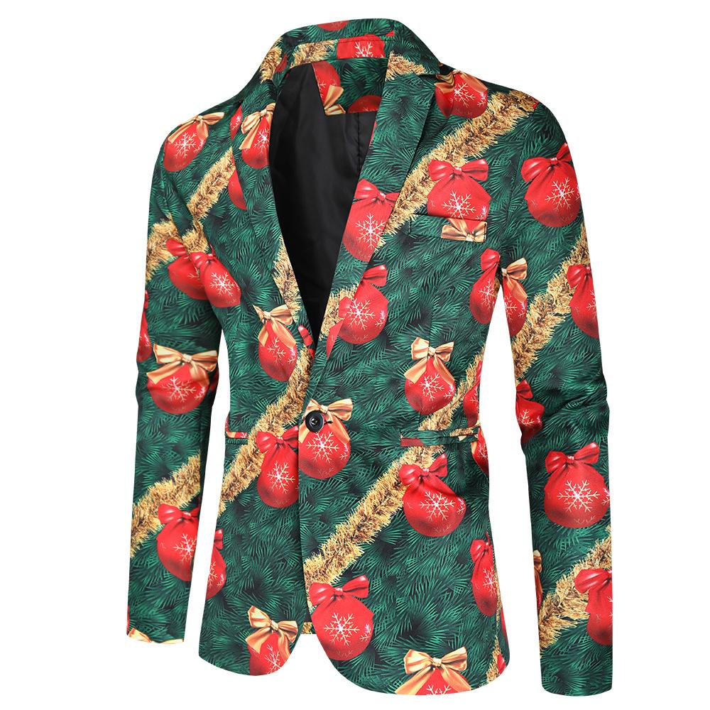 Christmas gold men's Blazer suits Santa 3D print trousers with Jackets - Ciclove