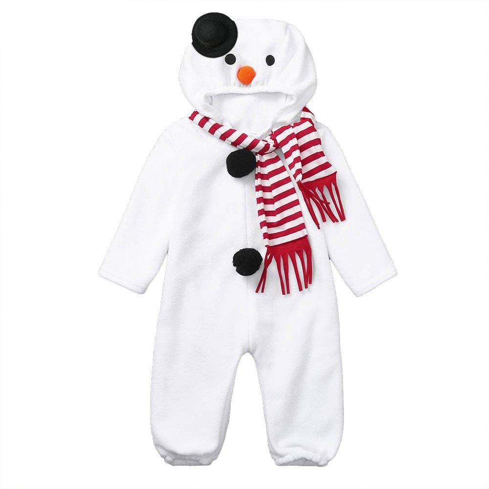 Christmas Children's  Snowman Hooded Jumpsuit + Scarf Set - Ciclove