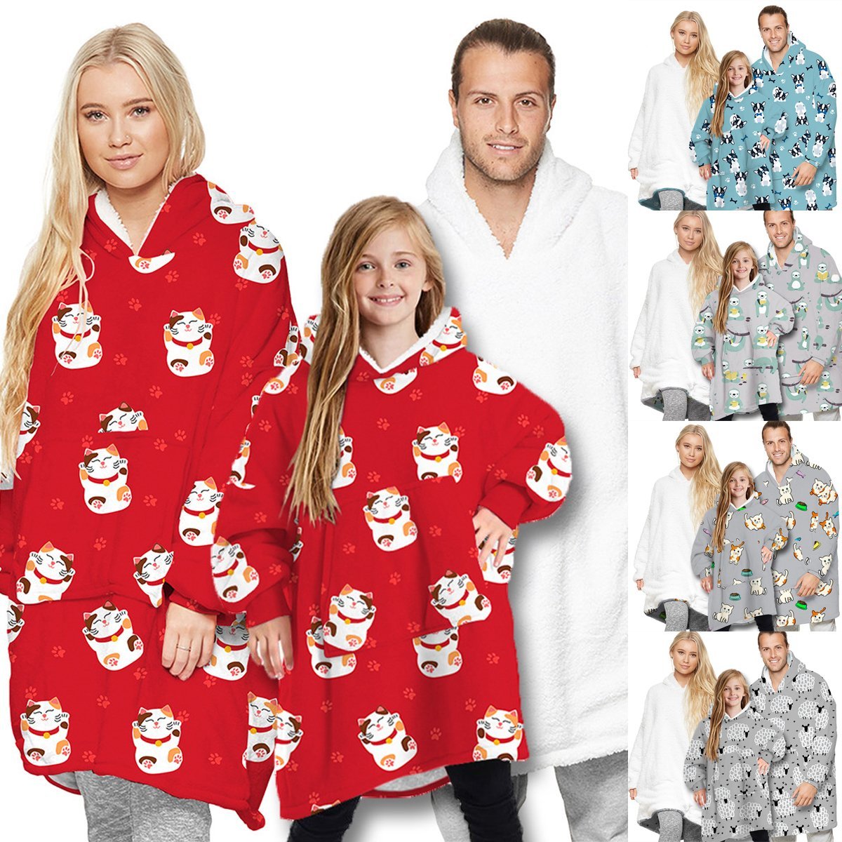 Family matching pajamas robes hoodie blanket Holiday Christmas Gifts - Ciclove