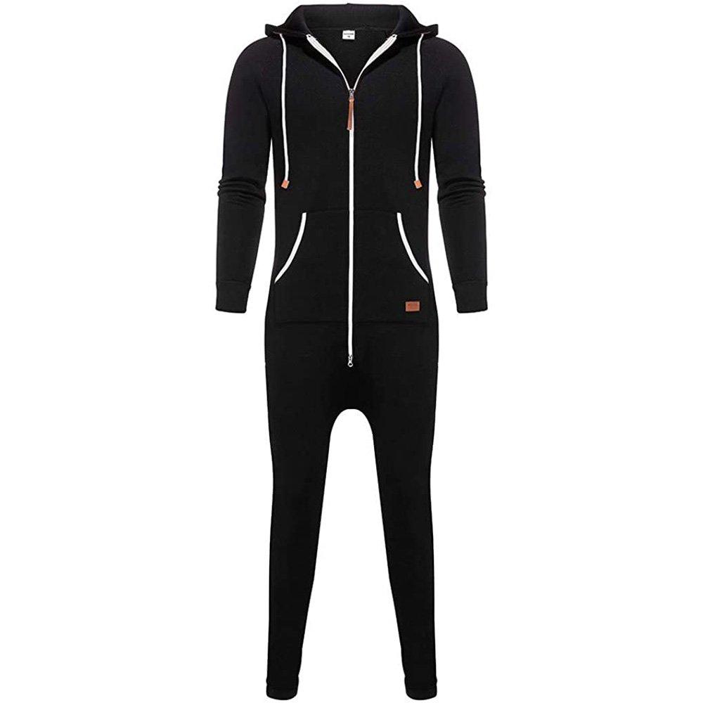 Mens Christmas Hooded Zip jumpsuits onesies One Piece Overalls Tracksuit with Pockets - Ciclove