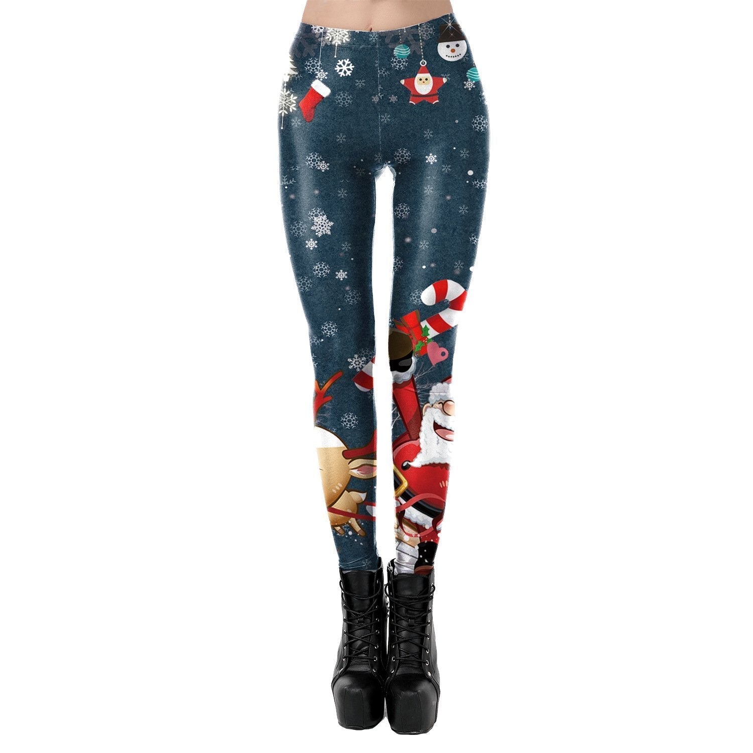 Christmas Women's Print Personalized Lace Stretch Leggings - Ciclove