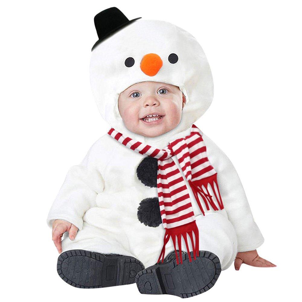 Christmas Children's  Snowman Hooded Jumpsuit + Scarf Set - Ciclove