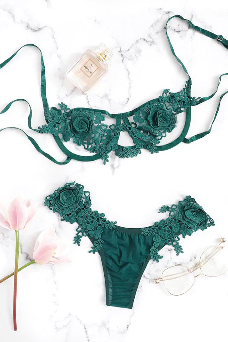 Women Lingerie Set Blossom Appliques Bra and Panty Lingerie Set