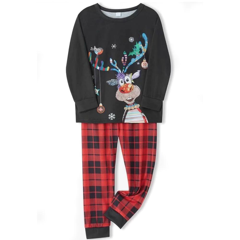 Black Lucky Elk Christmas Family Couples Matching Pajamas Party Sets - ciclove