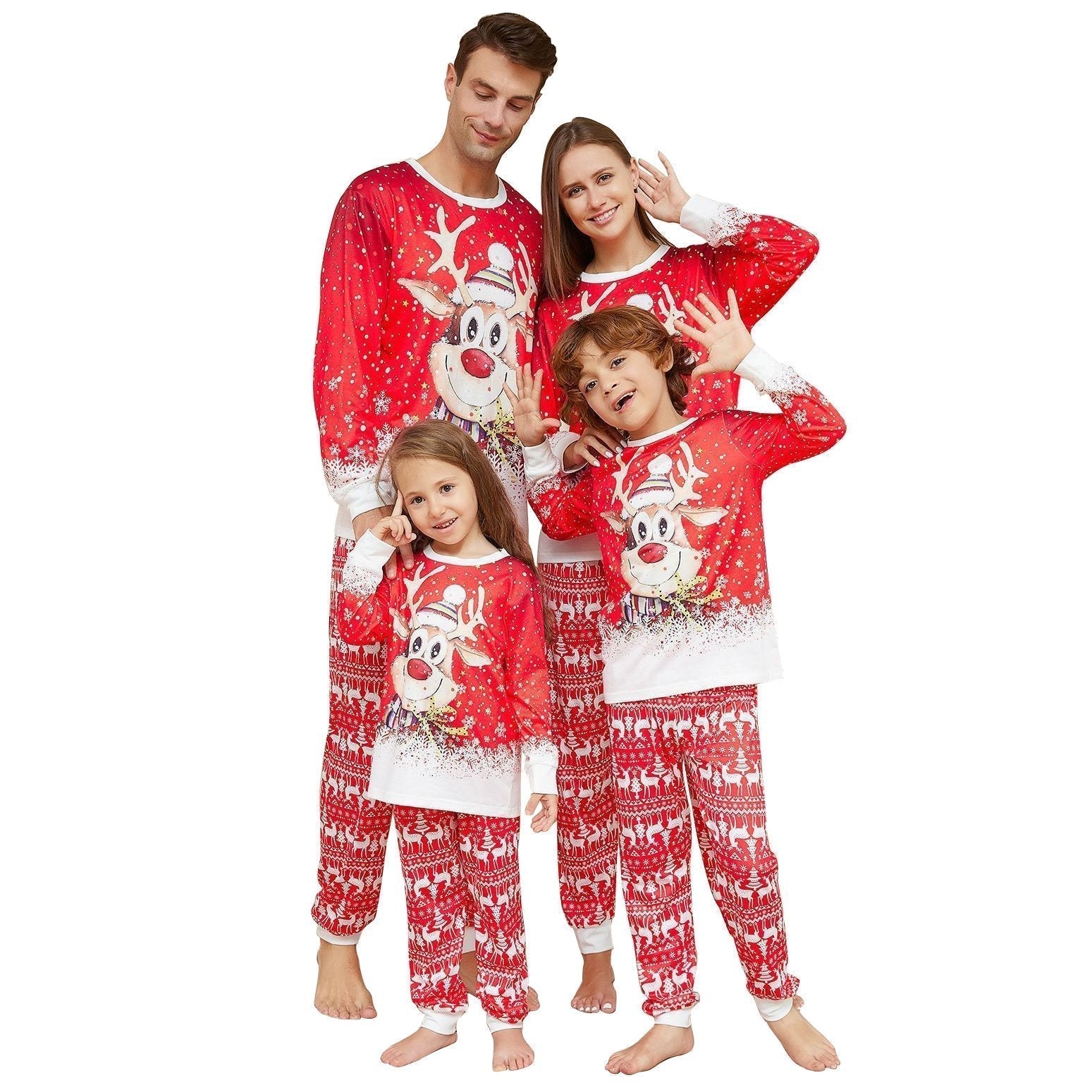 Christmas Reindeer Print Family Couples Matching Pajamas Party Sets - ciclove