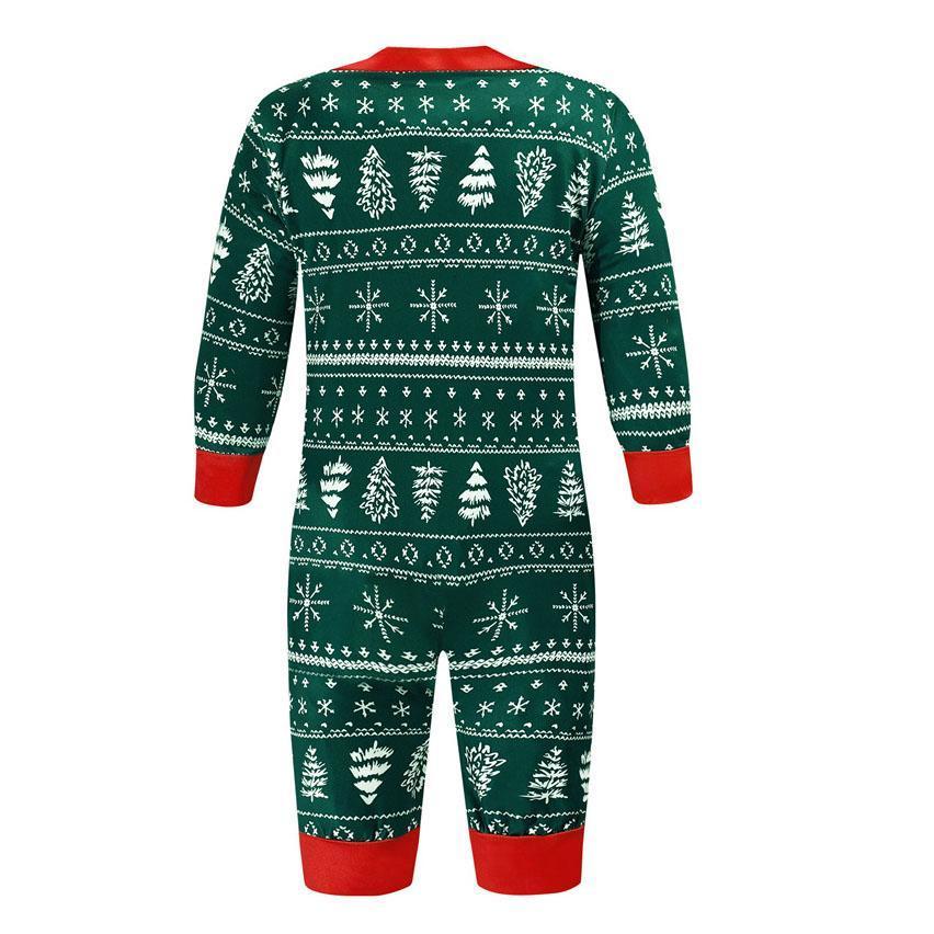 Christmas Family Matching Pajamas Green snowflake Christmas tree print Xmas Ugly Pajamas Warm Sleepwear - Ciclove