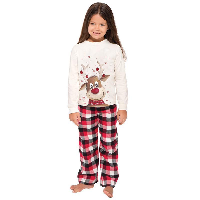 Family Matching Senta Elk Printed Long Sleeve Christmas Pajamas Set 2022