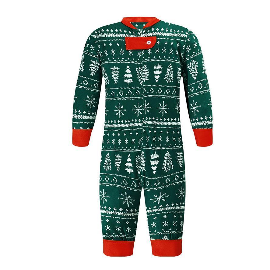 Christmas Family Matching Pajamas Green snowflake Christmas tree print Xmas Ugly Pajamas Warm Sleepwear - Ciclove