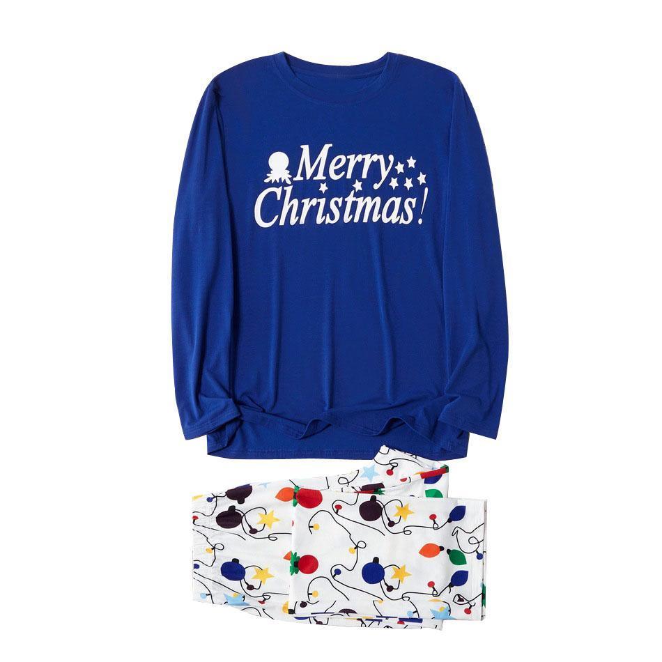 Family Matching Merry Christmas Colorful Lantern Pajamas Sets Xmas Ugly Pajamas Warm Sleepwear - Ciclove