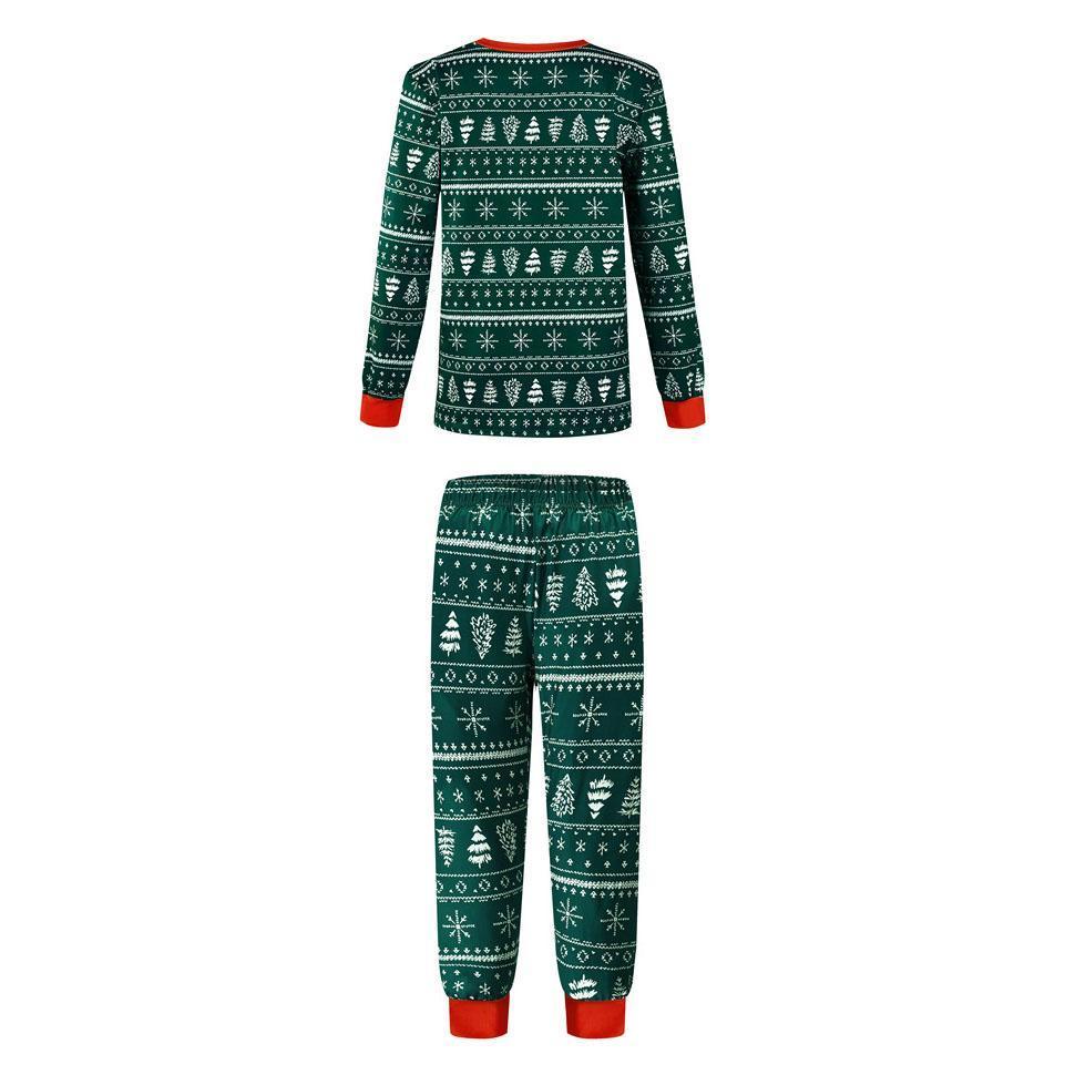 Christmas Family Matching Pajamas Green snowflake Christmas tree print Xmas Ugly Pajamas Warm Sleepwear - Ciclove