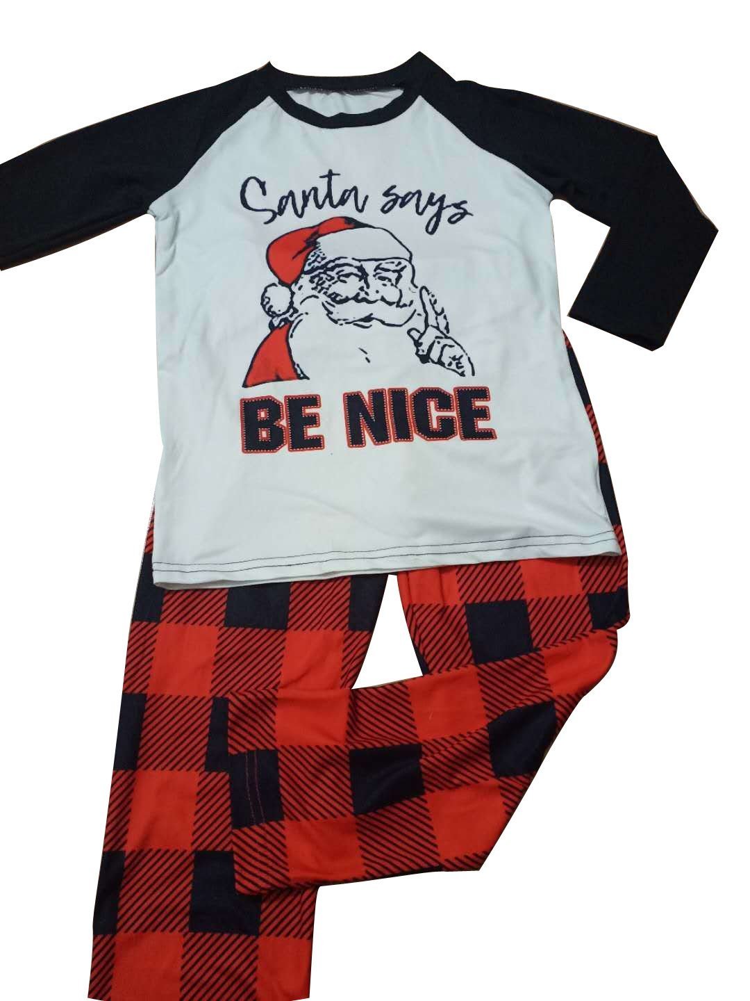 Christmas Pajamas Set Round Neck Long Sleeve Pullover Loose Plaid Trousers Pajamas Costume - Ciclove