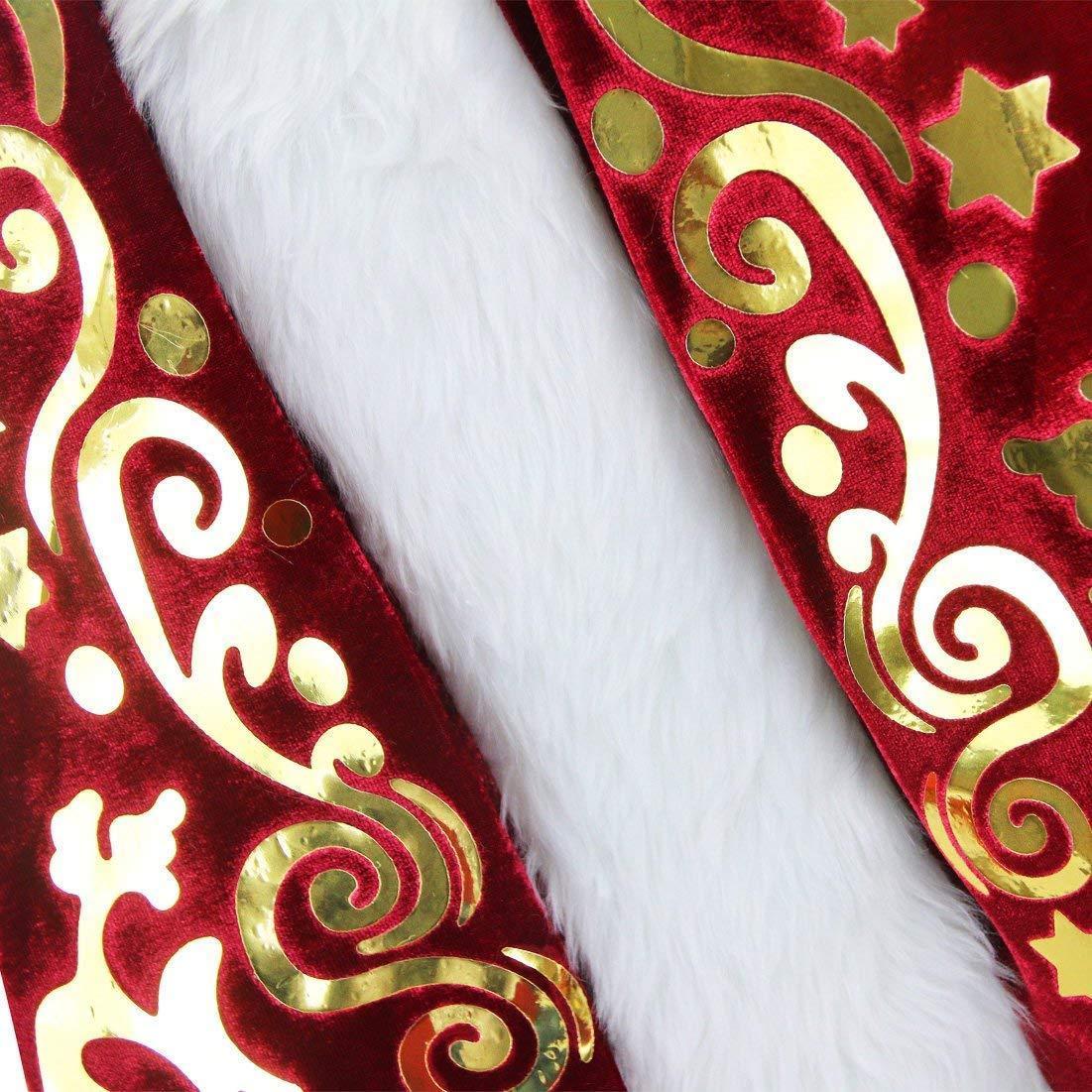 Men Women Luxurious Adult Velvet Christmas Santa Claus Costume Outfit