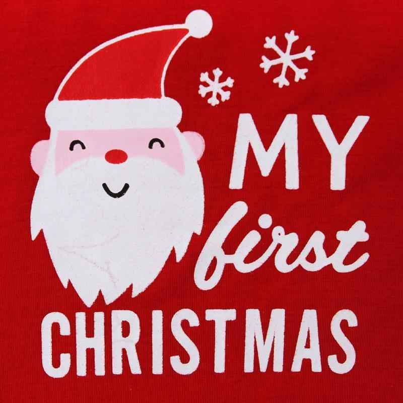 Baby My First Christmas 2 Piece Bodysuit Father Santa Print Pajamas