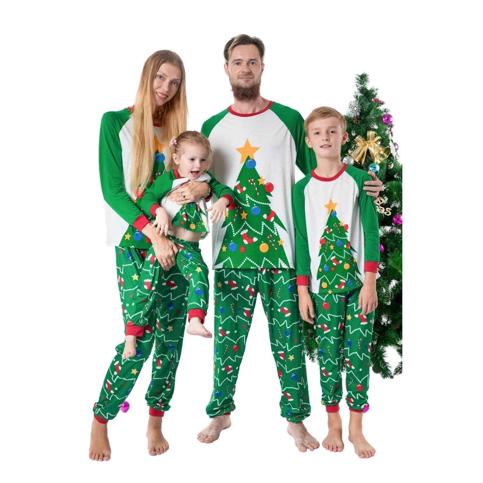 Family Matching Holiday Christmas Tree Printed Christmas Pajamas Set 2022